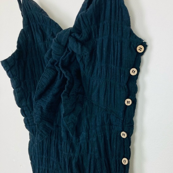 By together black textured midi dress with tie front and cut out. Size Large - Picture 1 of 8
